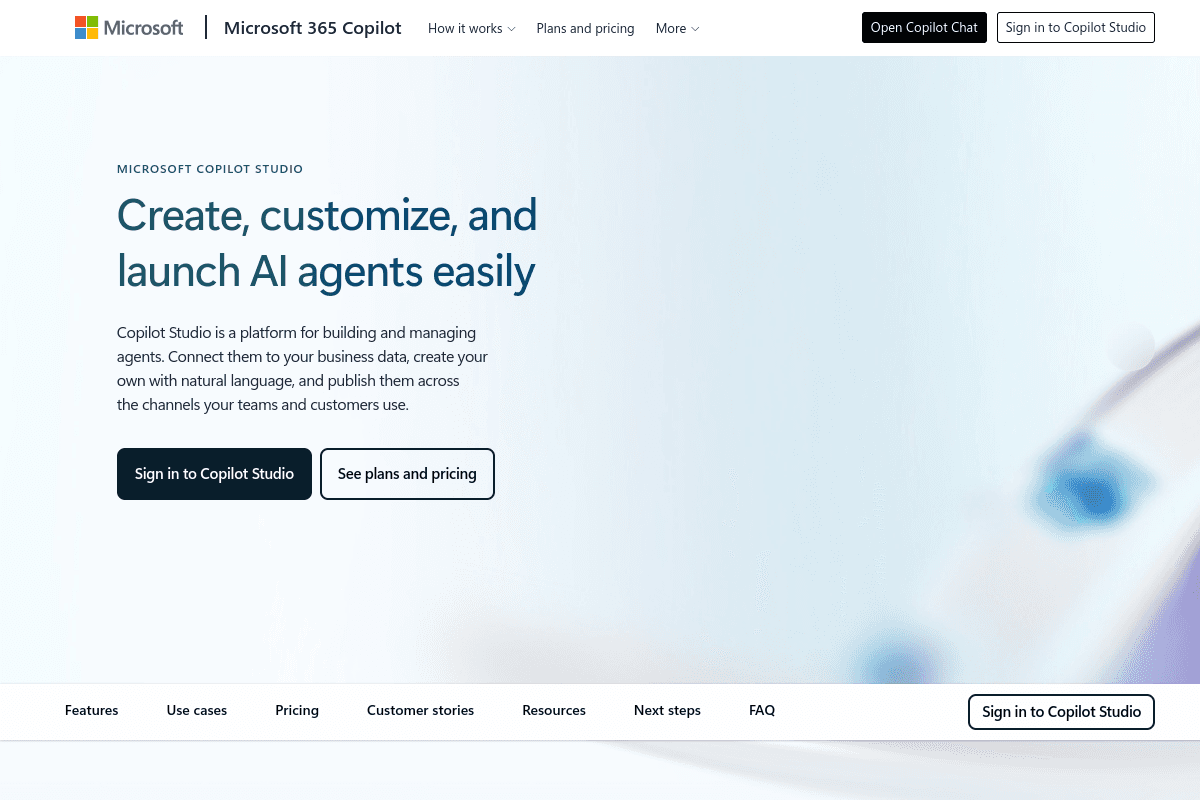 Microsoft Copilot Studio -- Best for Enterprise Microsoft Ecosystems