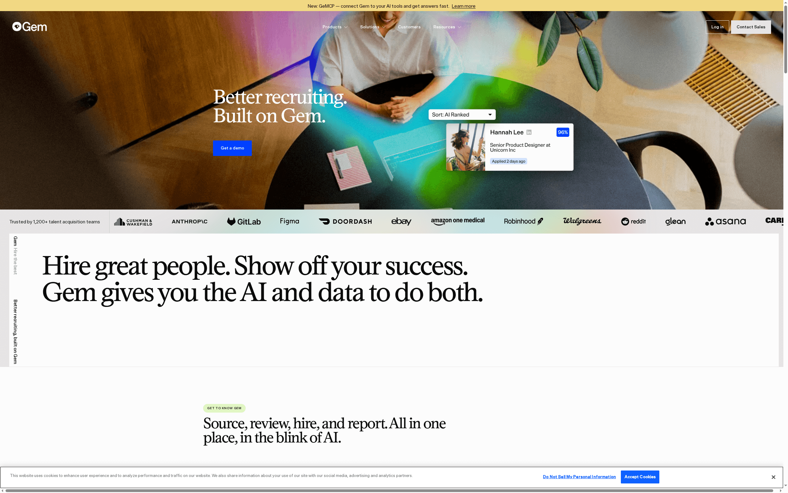 Gem -- Best Recruiting CRM with Diversity Analytics