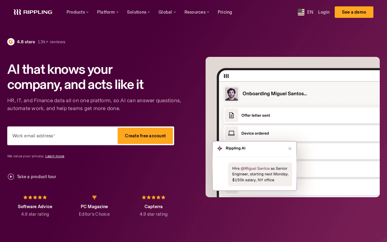 Rippling -- Best for Unified HR + Global Payroll