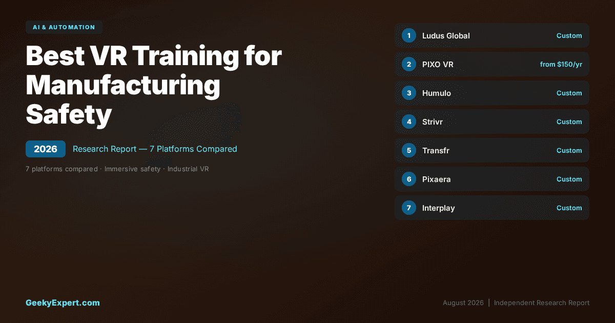 Best VR Training for Manufacturing Safety (2026)