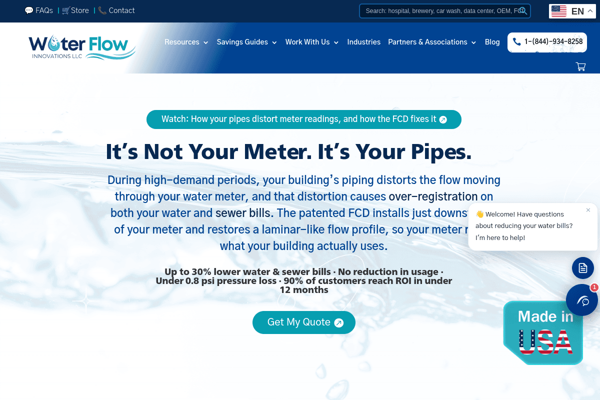 Flow Conditioning Device (Water Flow Innovations) -- Best for Meter Over-Registration