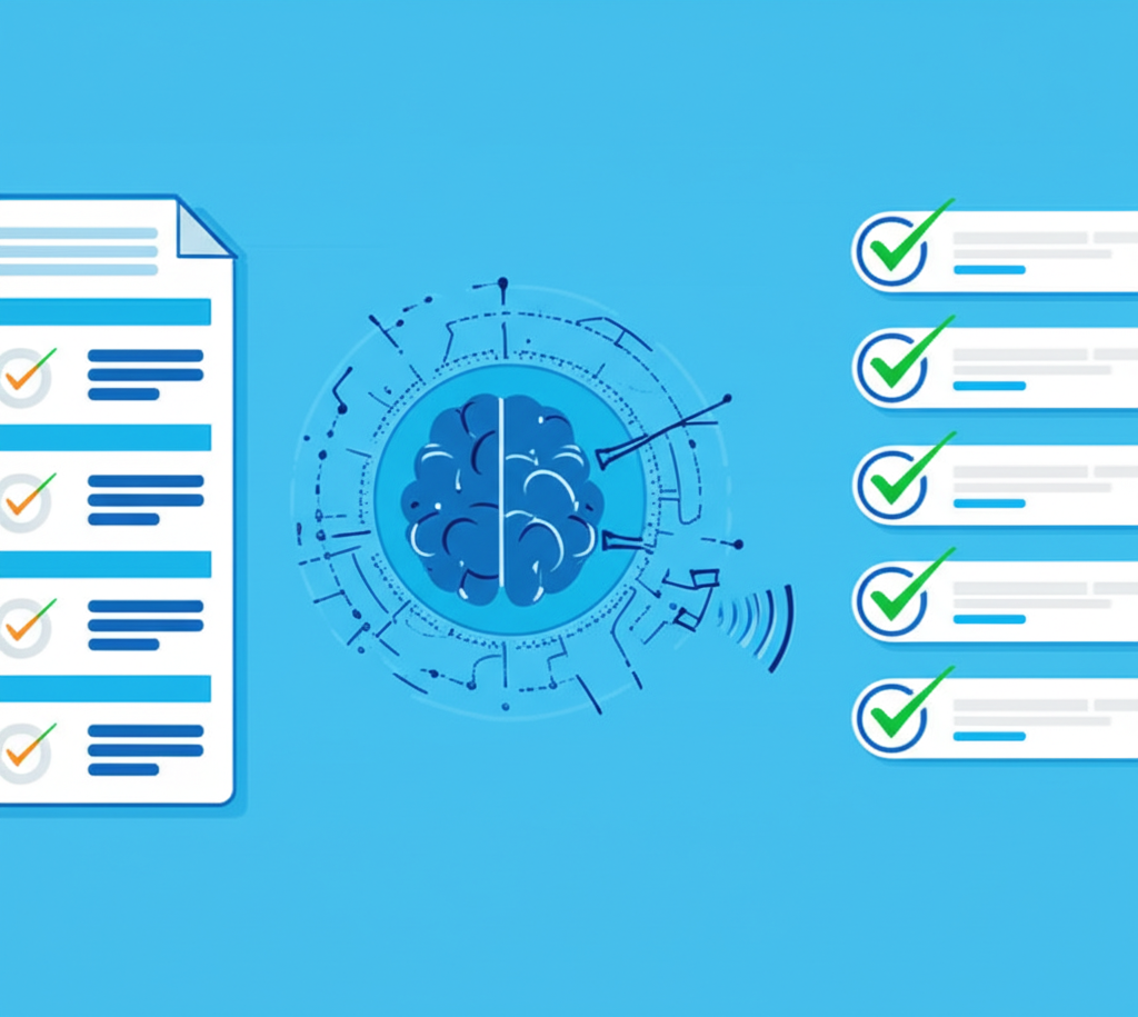 A simplified flow diagram showing an AI model generating an answer, followed by a citation tracking layer that scans, validates, and links sources