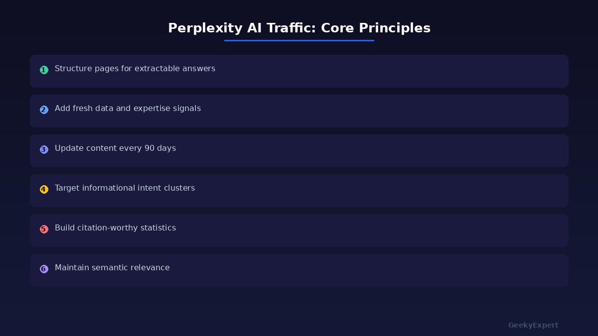 Laptop displaying content outline for how to get clicks from Perplexity with notebooks and books on desk
