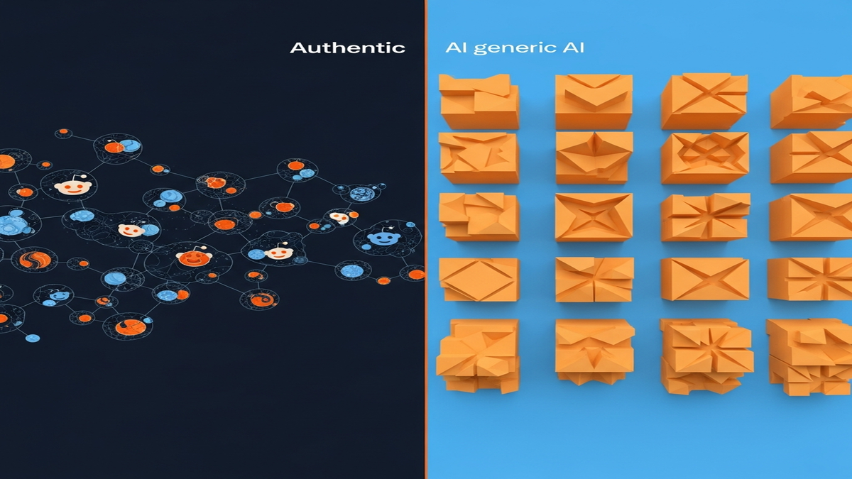 This image contrasts the impersonal nature of generic AI with the human-centric data that could enhance answer engine capabilities for Reddit communities.