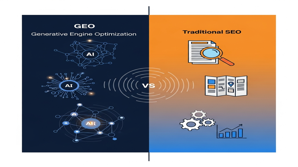 Comparison chart showing the differences between traditional SEO and Generative Engine Optimization, with Reddit's role in each strategy.